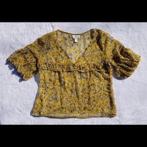 LOFT yellow floral tunic petite M